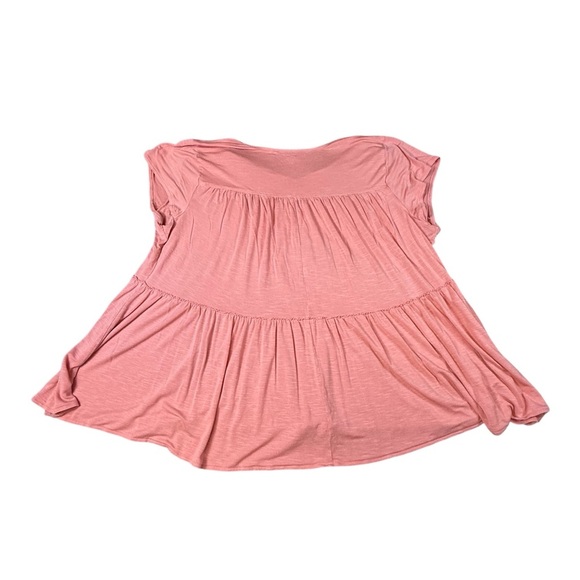 Lane Bryant Womens Plus Sz 22/24 Cap Sleeve V-Neck Tee Swing Shirt Tangerine - Picture 3 of 3